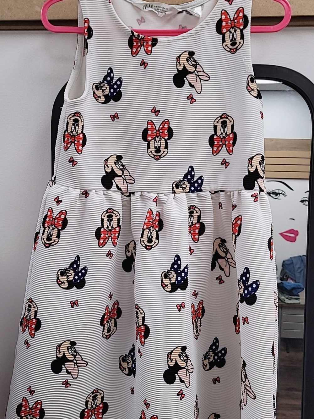 Minnie Mouse Sleeveless Skater Dress - White with Red & Navy Bows